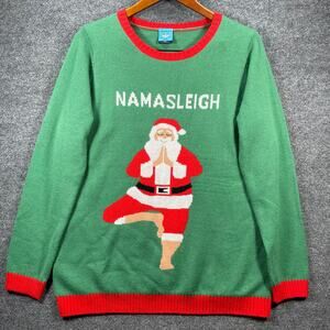 Norther Pole Christmas Sweater Men's XXL Green/Red Namasleigh Knit Acrylic